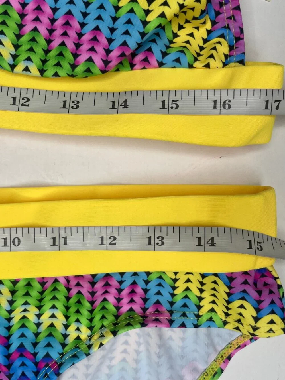 YPDY Neon Chevron High Waisted Bikini Set XXL 80s Retro Rave Swimsuit NWT